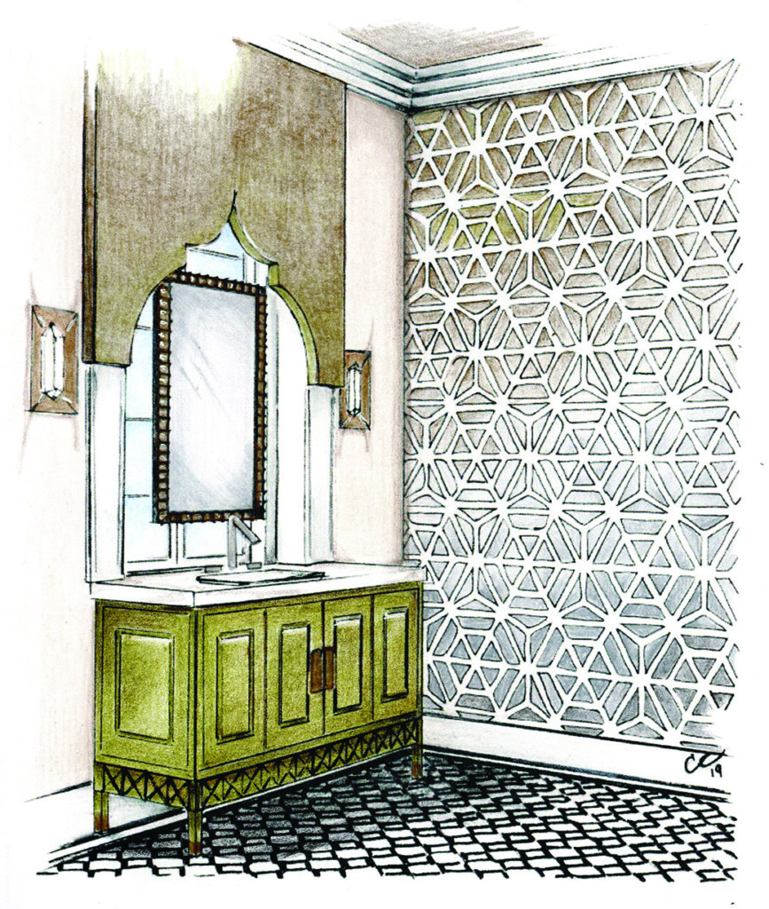 Marin Magazine Decorator Showcase, Jo Ann Hartley Bathroom Sketch