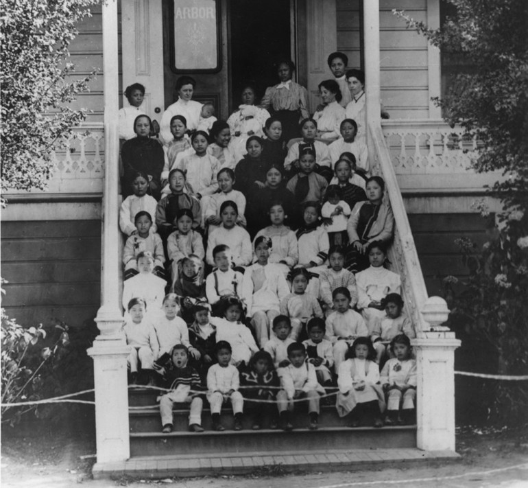Seeking Shelter in Marin: Chinatown Refugees After the 1906 Earthquake, Marin Magazine, Refugees on the Steps of San Rafael "Fairy Palace"