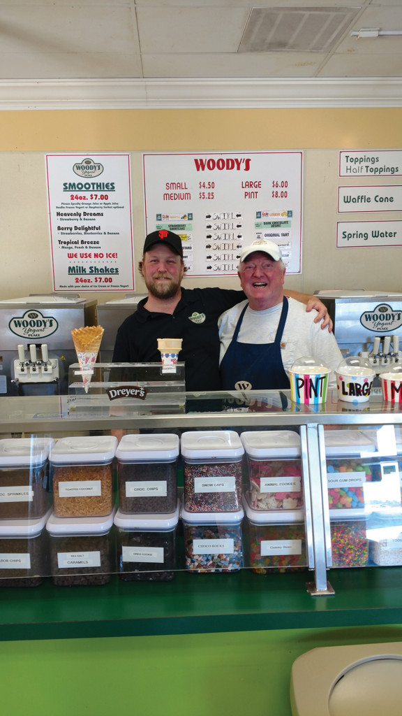 Father-and-son duo Mike and Brian Woodson manage the store and operations at Wood's Yogurt Place best place for frozen yogurt.