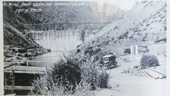 Alpine Dam view looking downstream 1918.