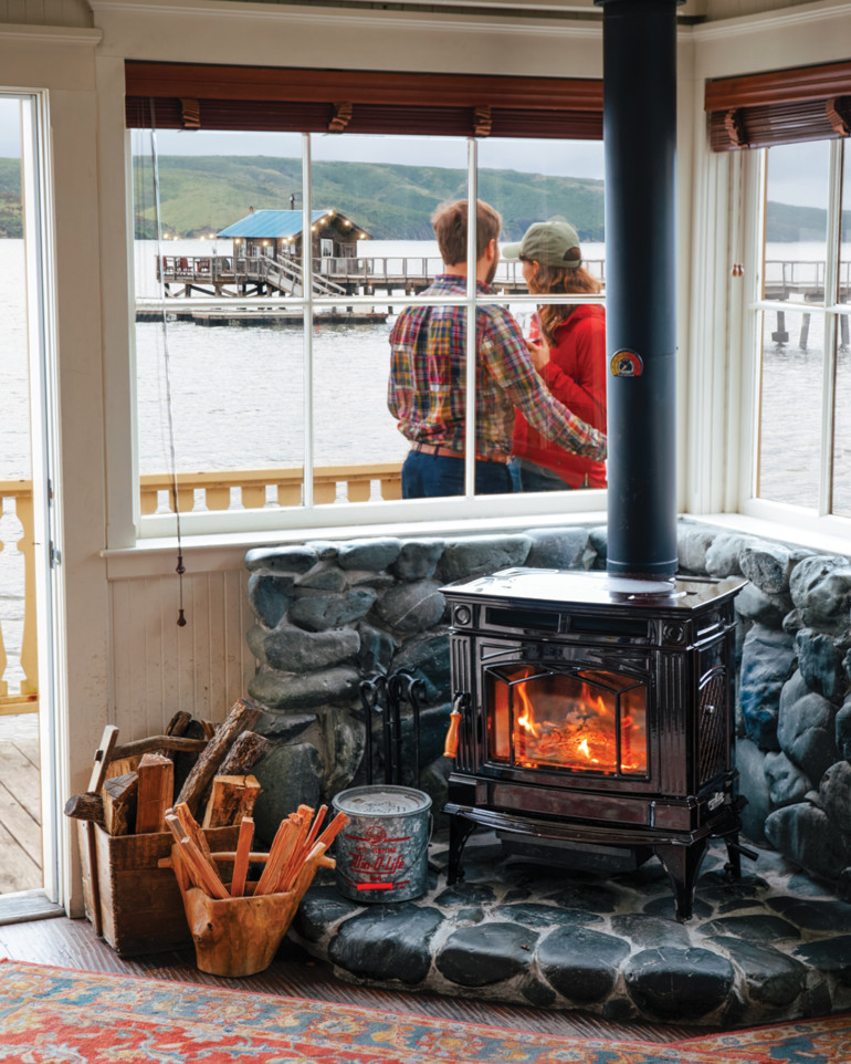 Nick's Cove is perfect for fireside dining.