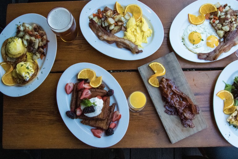 Hopmonk Tavern Brunch in Bay area, eggs, french toast, bacon