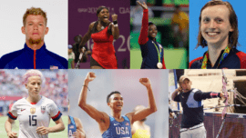 Top Row: John John Florence, Serena Williams, Simone Biles, Katie Ledecky Bottom Row: Megan Rapinoe, Donaven Brazier, Brady Ellison