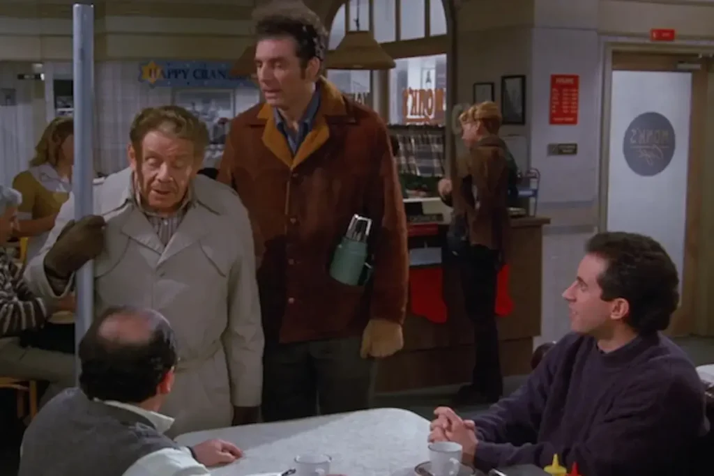 Characters from Seinfeld in a Christmas episode