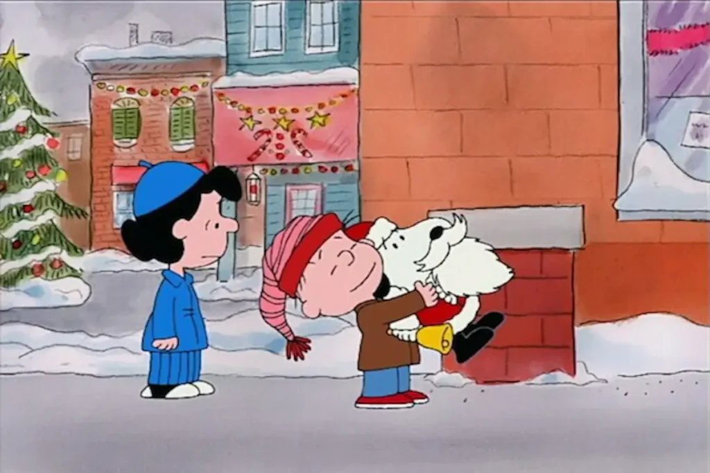 Lucy, Charlie Brown and Snoopy in a Christmas episode