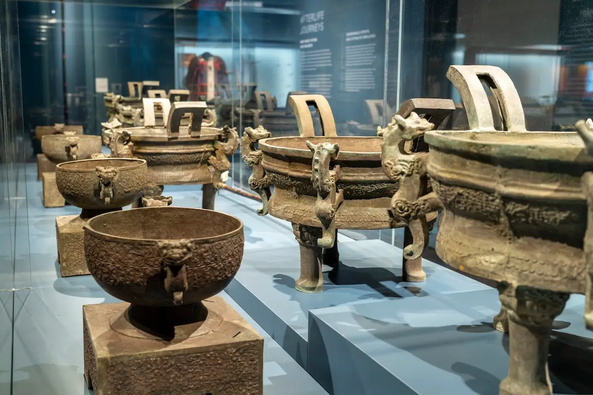 Ancient pots at the Phoenix Kingdoms exhibit at the Asian Art Museum in San Francisco