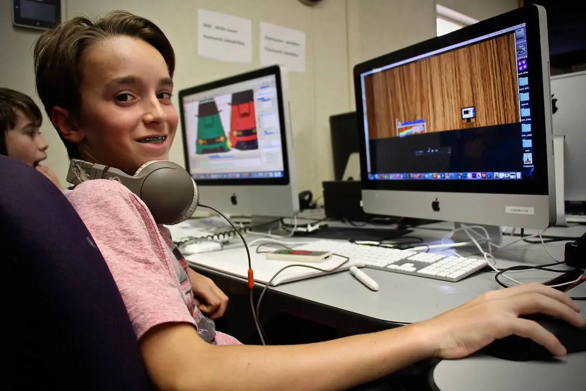Student in animating class during summer camp at California Film Institute
