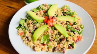 Colorful quinoa bowl with avocado from Cafe del Soul