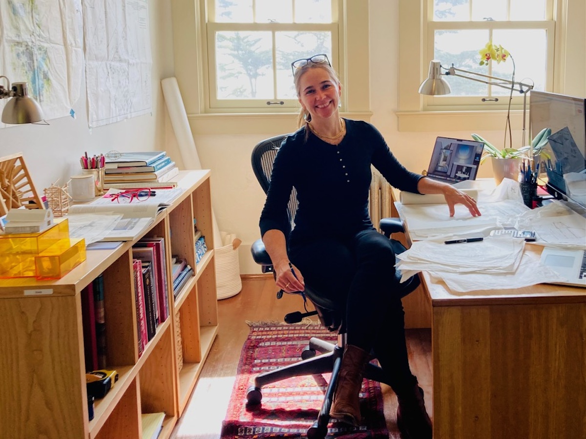 Christina Hansen sits in her office.