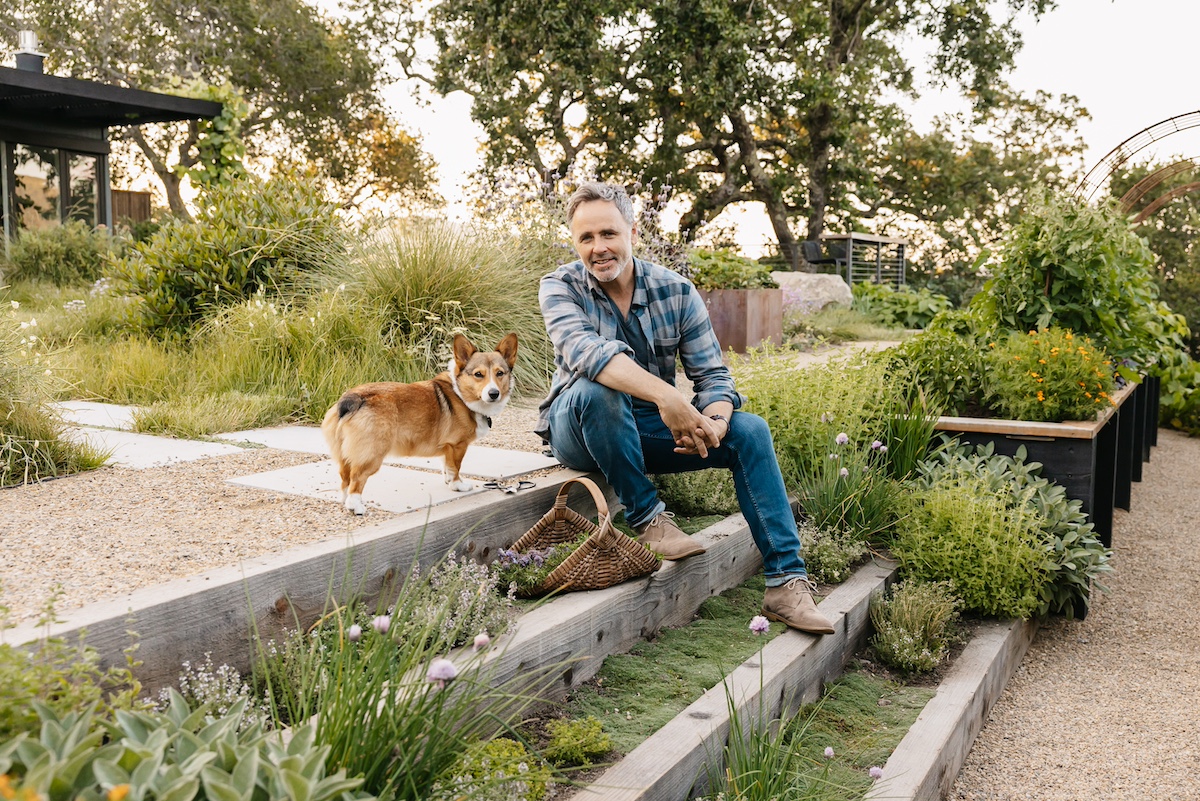 Christian Douglas in his garden