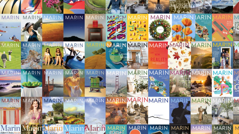A collage of Marin Magazine covers from 2015 to 2024.