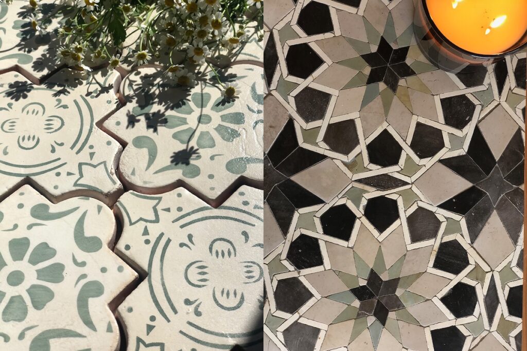 Two sets of patterned tiles.