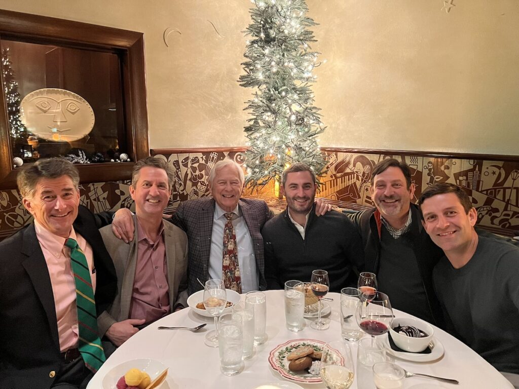 Larry Mindel group in restaurant