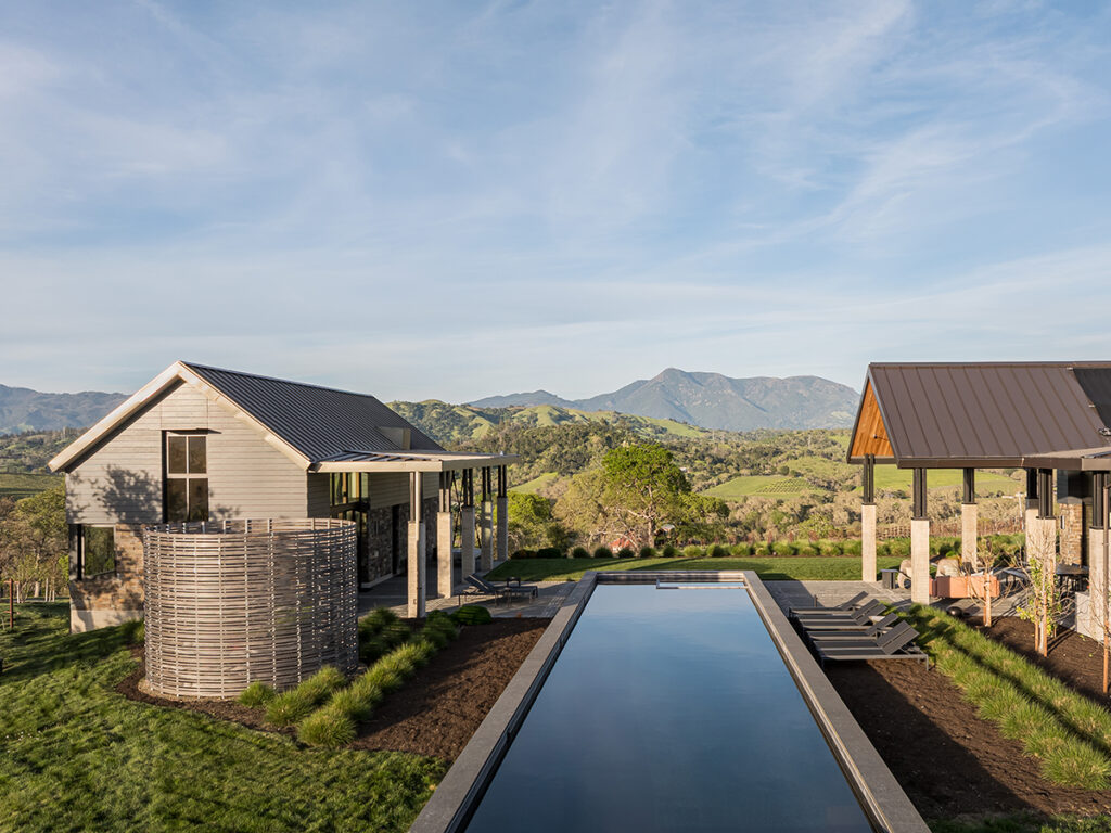 The swimming pool looks toward
Mount Saint Helena.