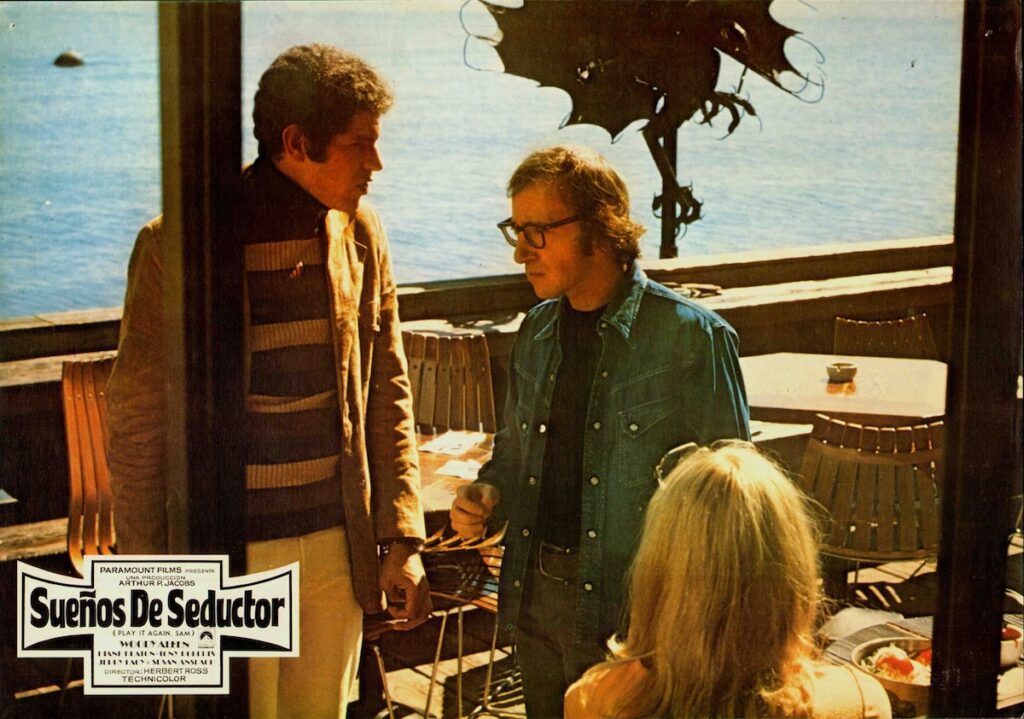 Still from movie Play It Again Sam with Woody Allen at a restaurant