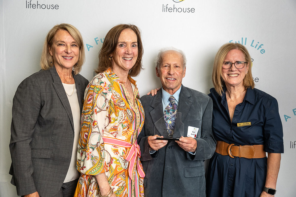 Nancy Dow Moody, President and CEO Erin Loftus-Sweetland, Office Manager Bob Karfiol, volunteer Ann Elias, Chief Development Officer