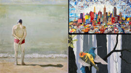 Combined image featuring artwork by Kelly Berg, Amber Smith and Kathleen Edwards