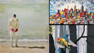 Combined image featuring artwork by Kelly Berg, Amber Smith and Kathleen Edwards