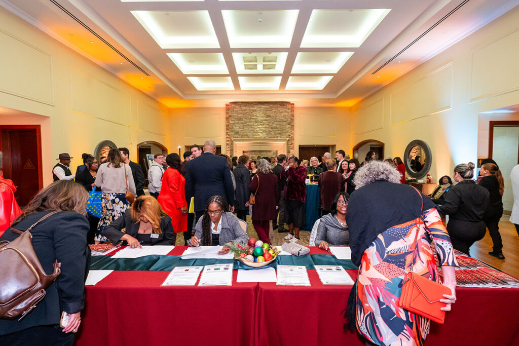 Guests check in for the gala