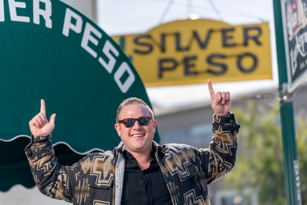 Matx Perry in front of the Silver Peso