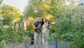 Homeowners Boris and Sydney Chen (pictured with their dogs, Jojo and Ziggy)