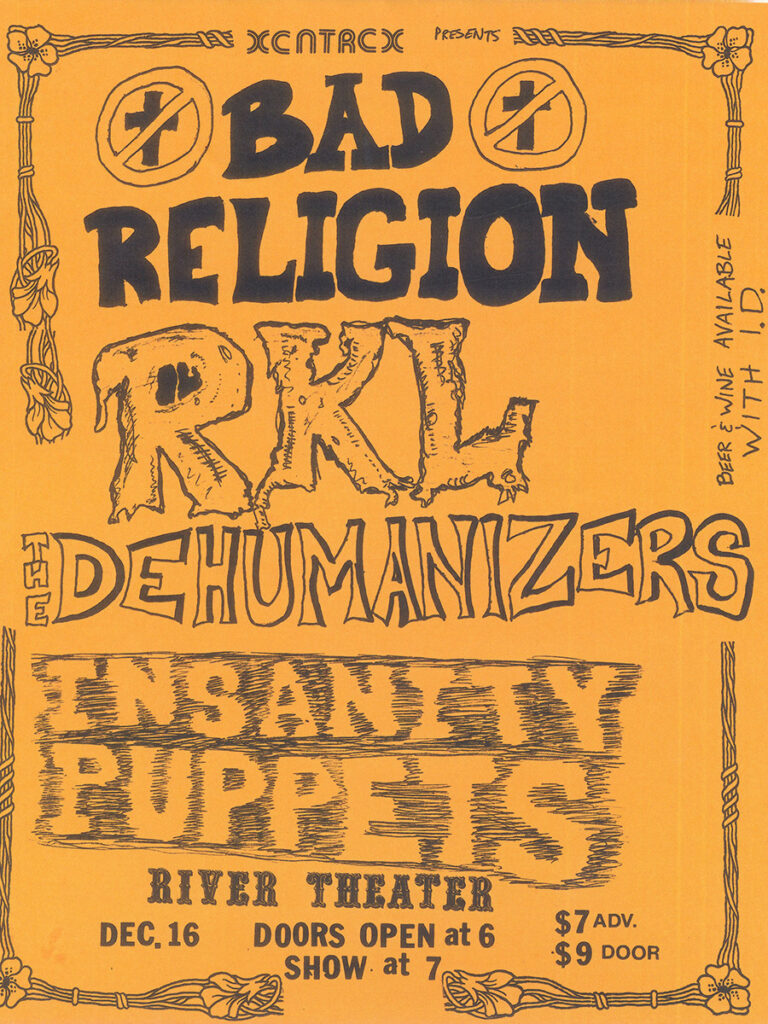 Bad Religion RKL Insanity Puppets River Theater Guerneville Flyer