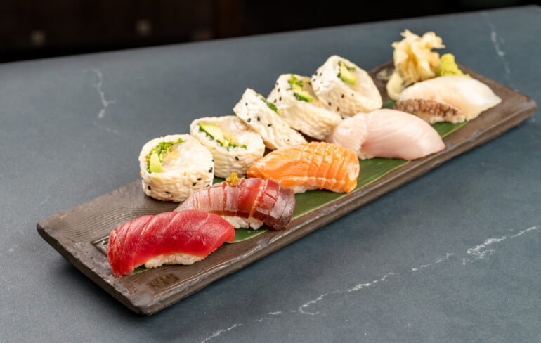 A plate of sushi