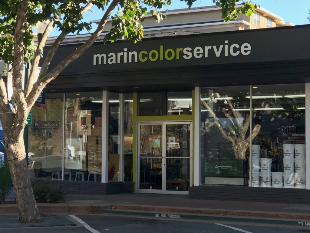 A storefront with a Marin Color Service