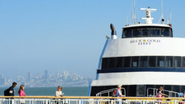 passengers outside of the tiburon ferry